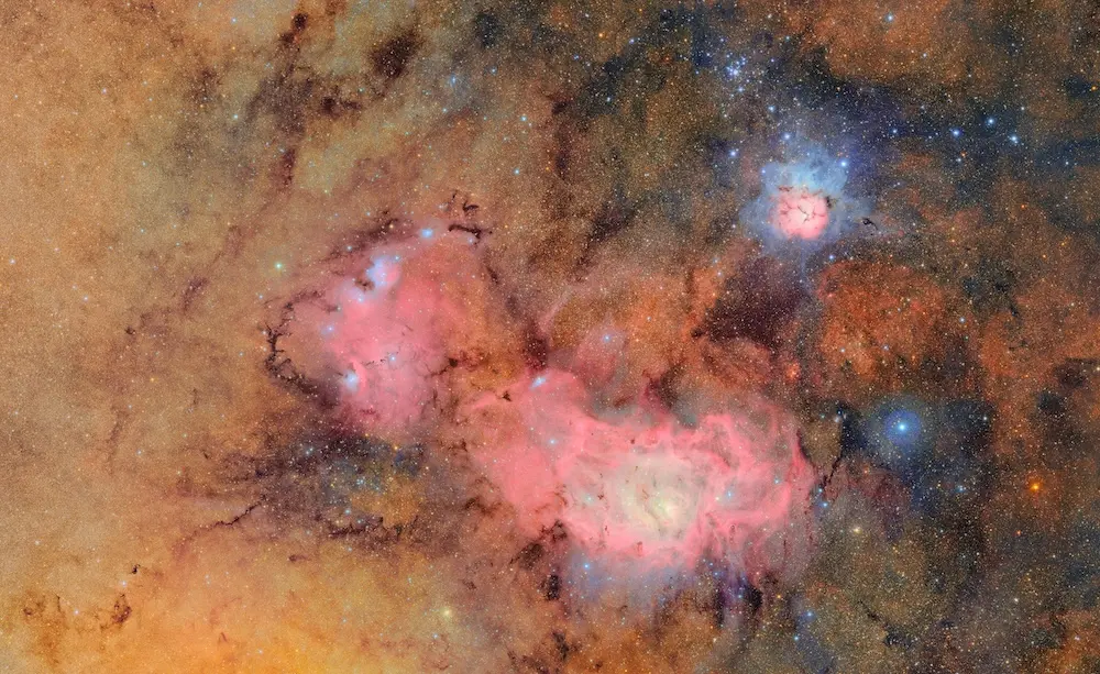 Image of Trifid and Lagoon Nebulas from the Vera C. Rubin Observatory. Credits: NSF–DOE Vera C. Rubin Observatory